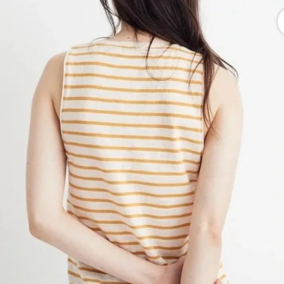 MADEWELL | Whisper Tank Gold Yellow Marigold Striped Tank Top Shirt XS - Picture 4 of 6